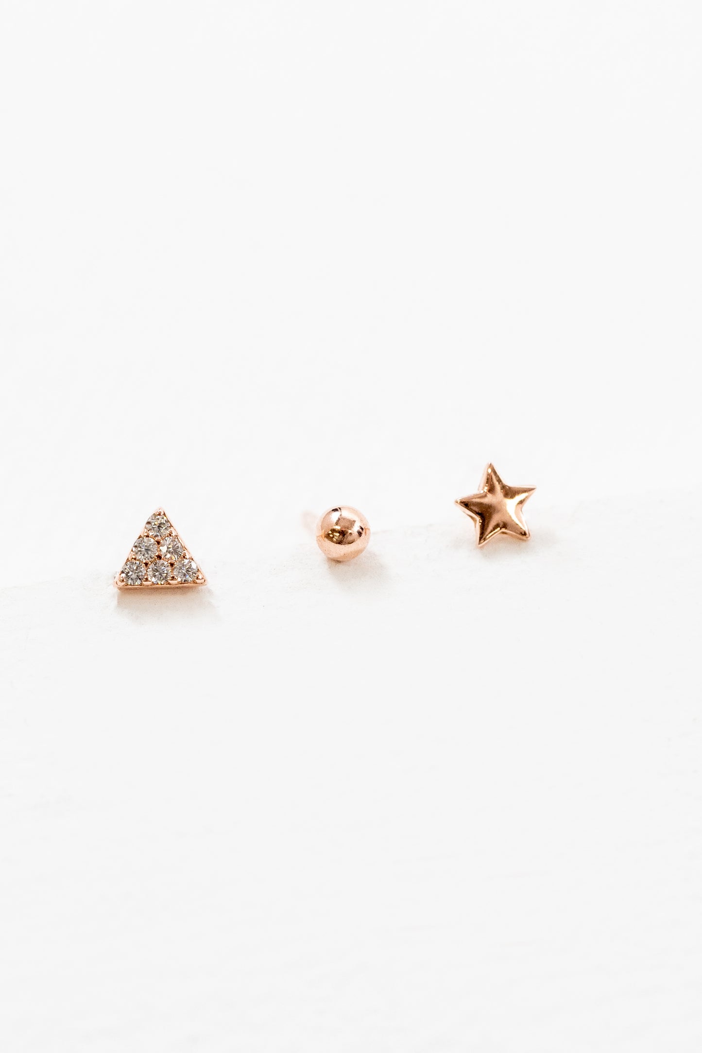 Triple Set Earrings | Rose Gold Tri Star