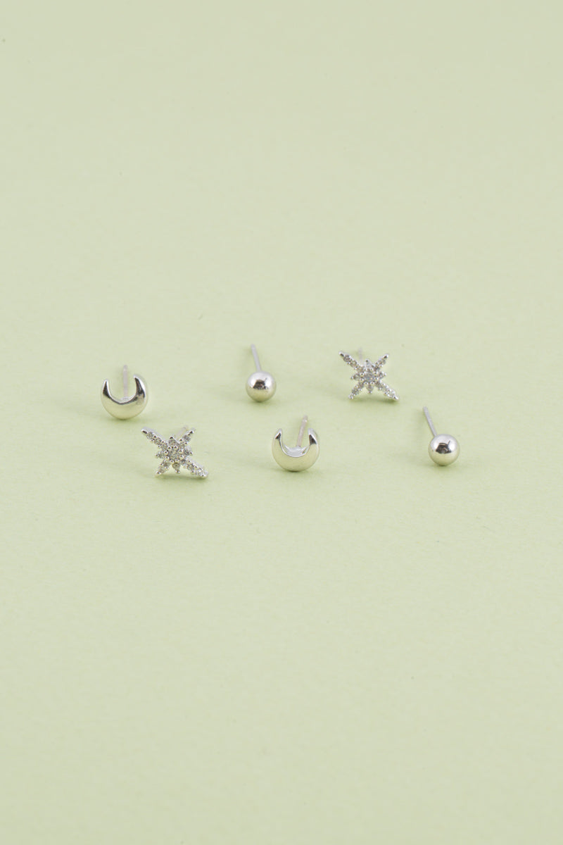 Tinker Star Set Earrings | Silver