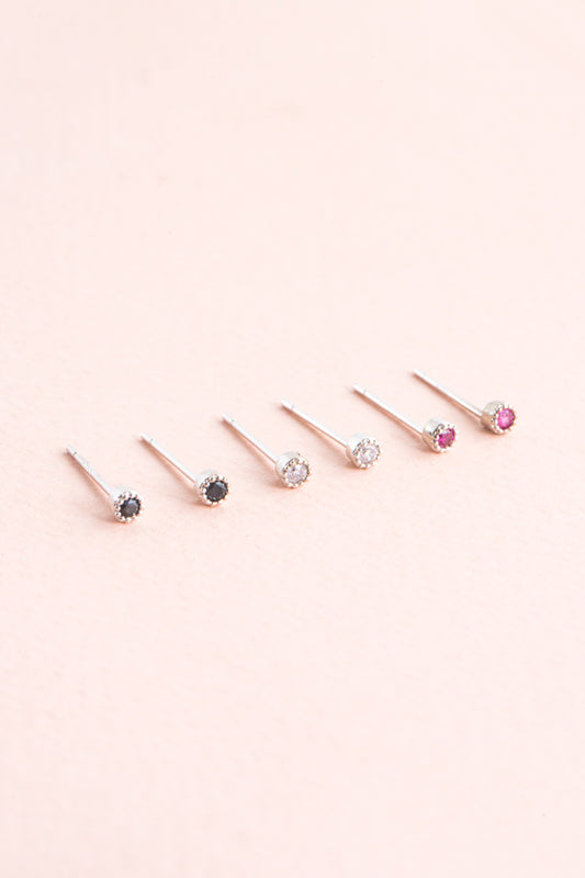 Bedazzled Stone Stud Earring Set | Silver