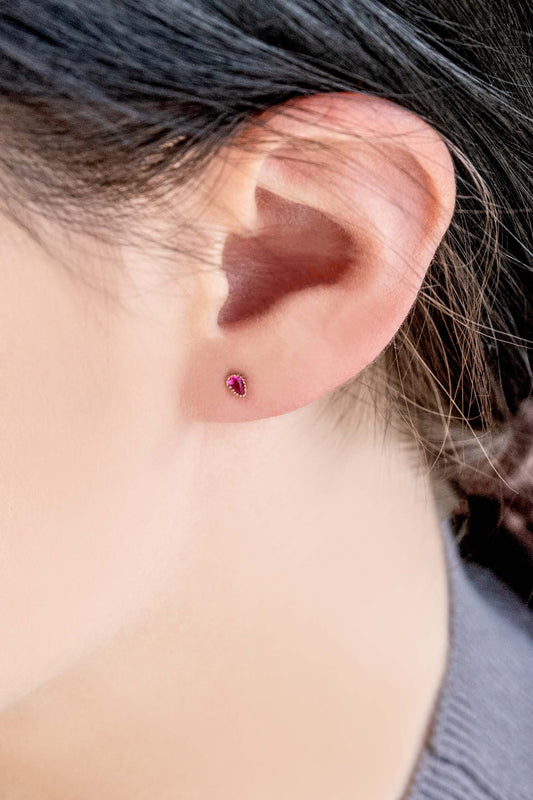 Pear Stone Earrings | Fuchsia (14K Rose Gold)
