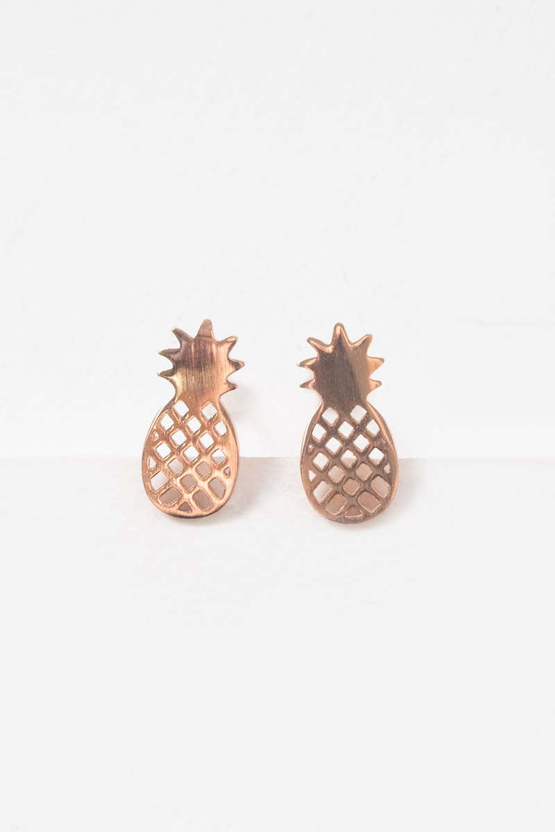 Pineapple Earrings (18K Rose & 24K Gold)