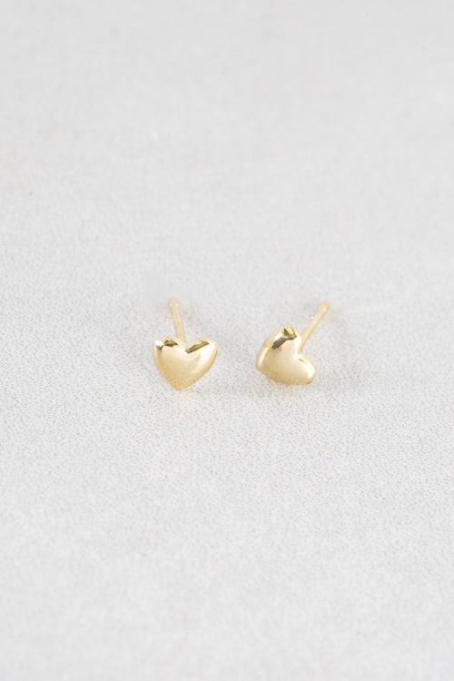 Polished Heart Stud Earrings (14K)