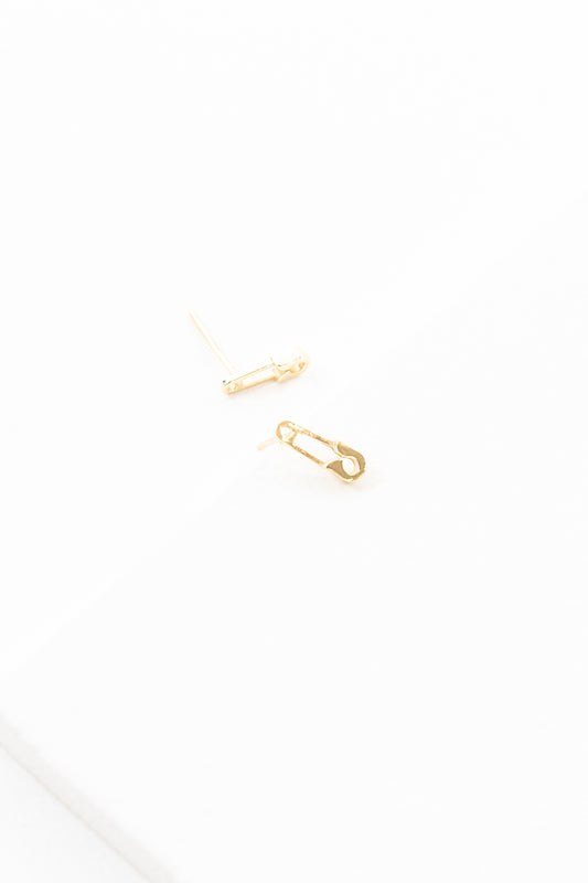 Safety Pin Stud Earrings (24K)