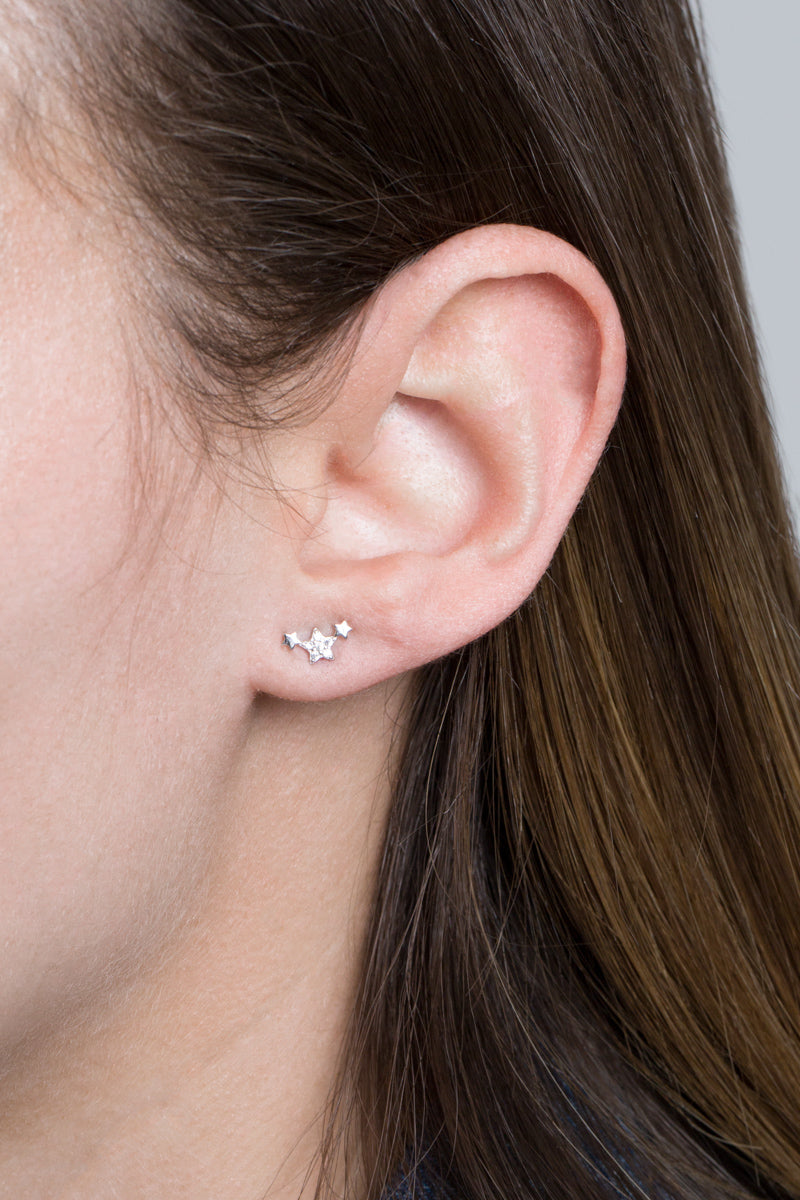 Tiny Star Speck Earrings | Silver (14K)