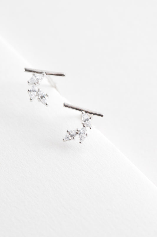 Hera Stone Mini Crawler Earrings | Silver (sterl.)