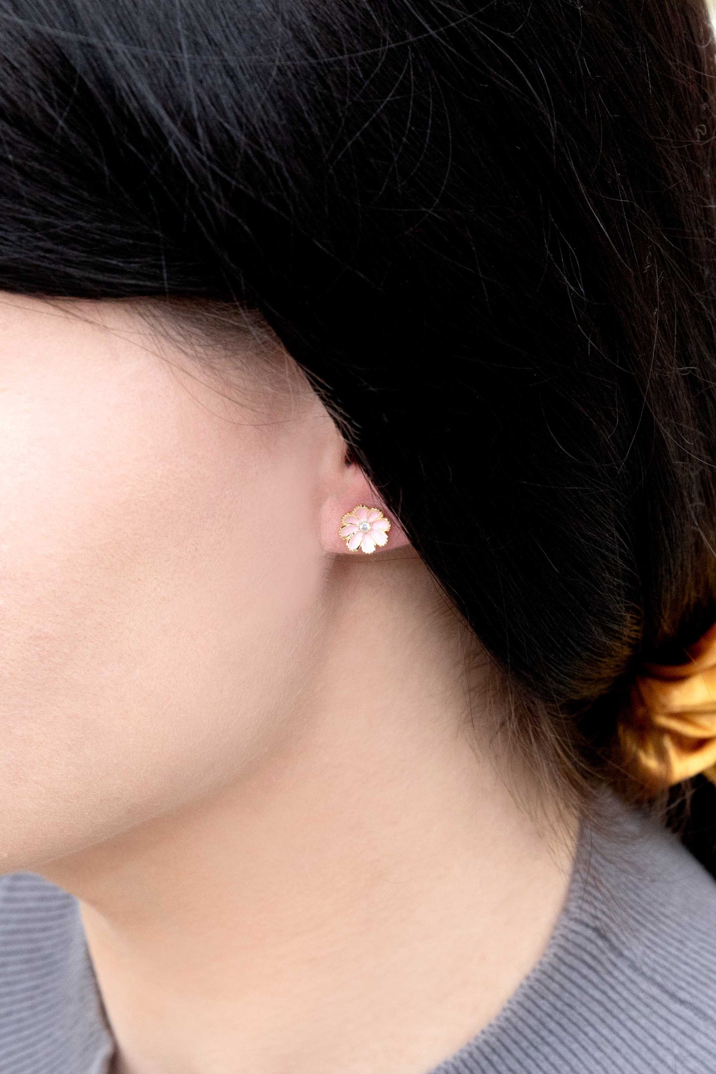 Primrose Stud Earrings | Pink (18K)