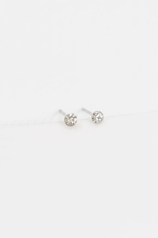 Tiny Gem Stone Earrings | Crystal (sterl.)