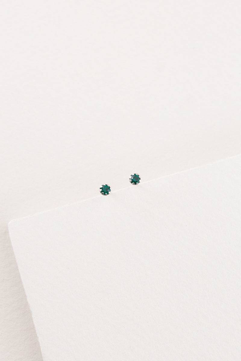 Tiny Gemstone Earrings | Emerald