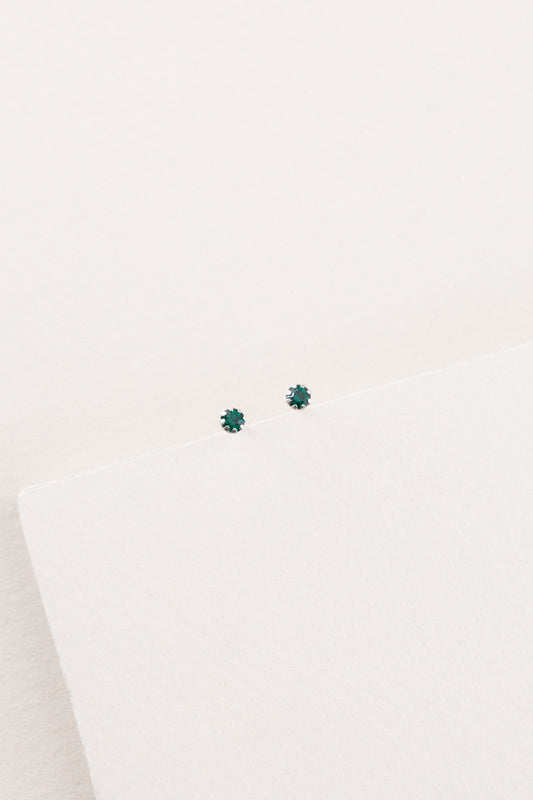 Tiny Gemstone Earrings | Emerald