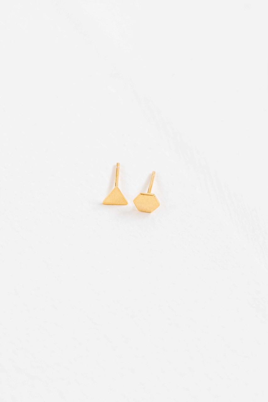 Geometric Shapes Mismatched Earrings | Gold (14K)
