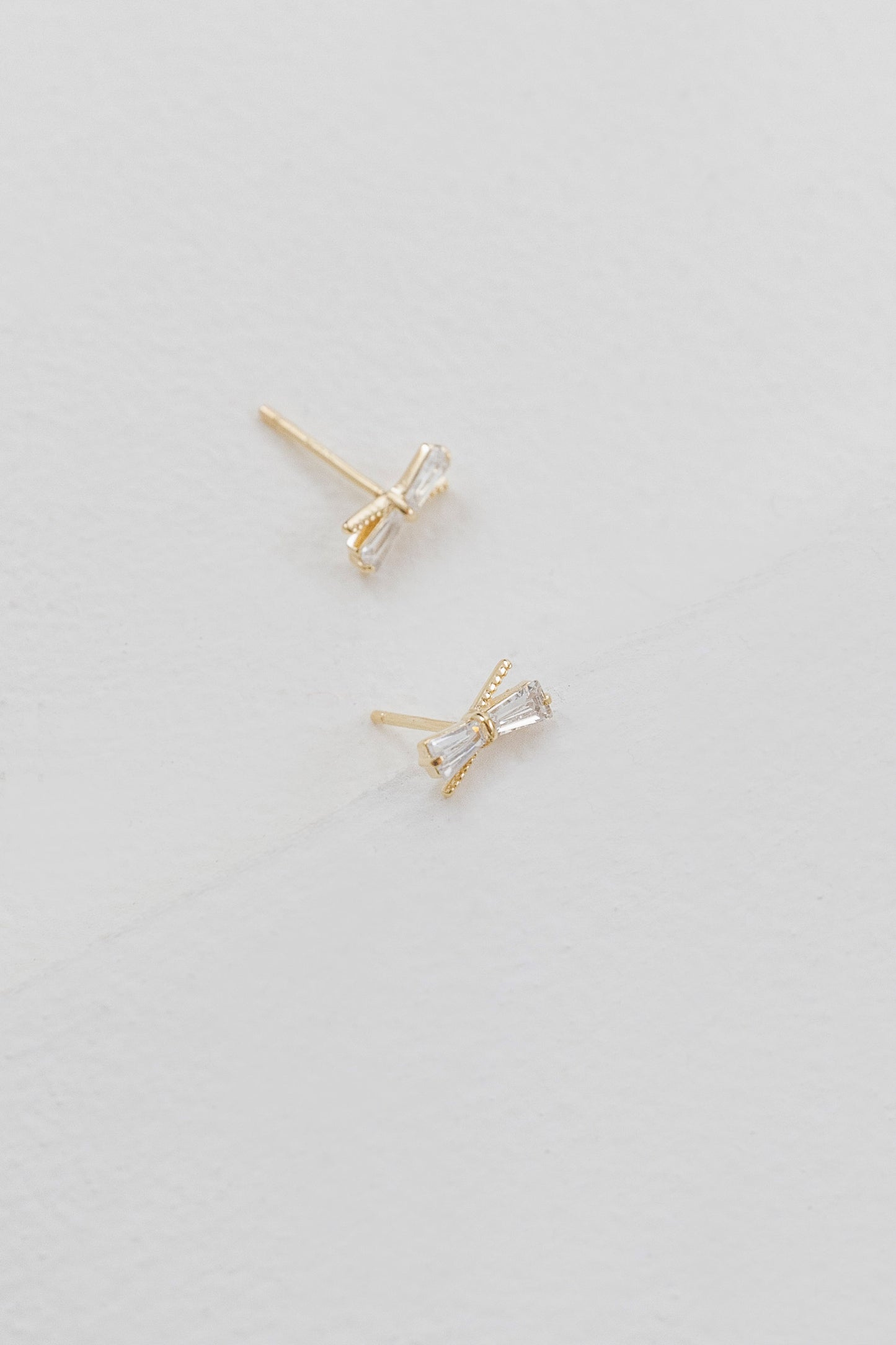 Crystal Bow Earrings (14K)