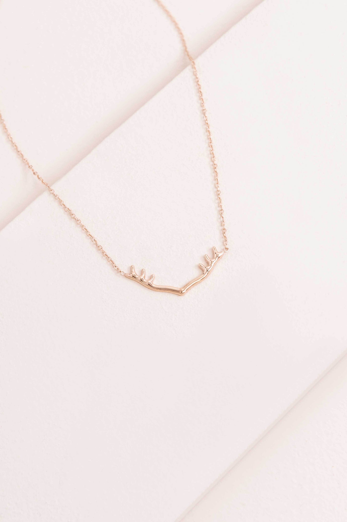 Wide Antler Necklace | Rose Gold (14K)