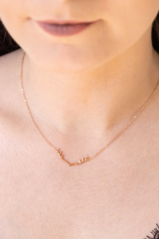 Wide Antler Necklace | Rose Gold (14K)