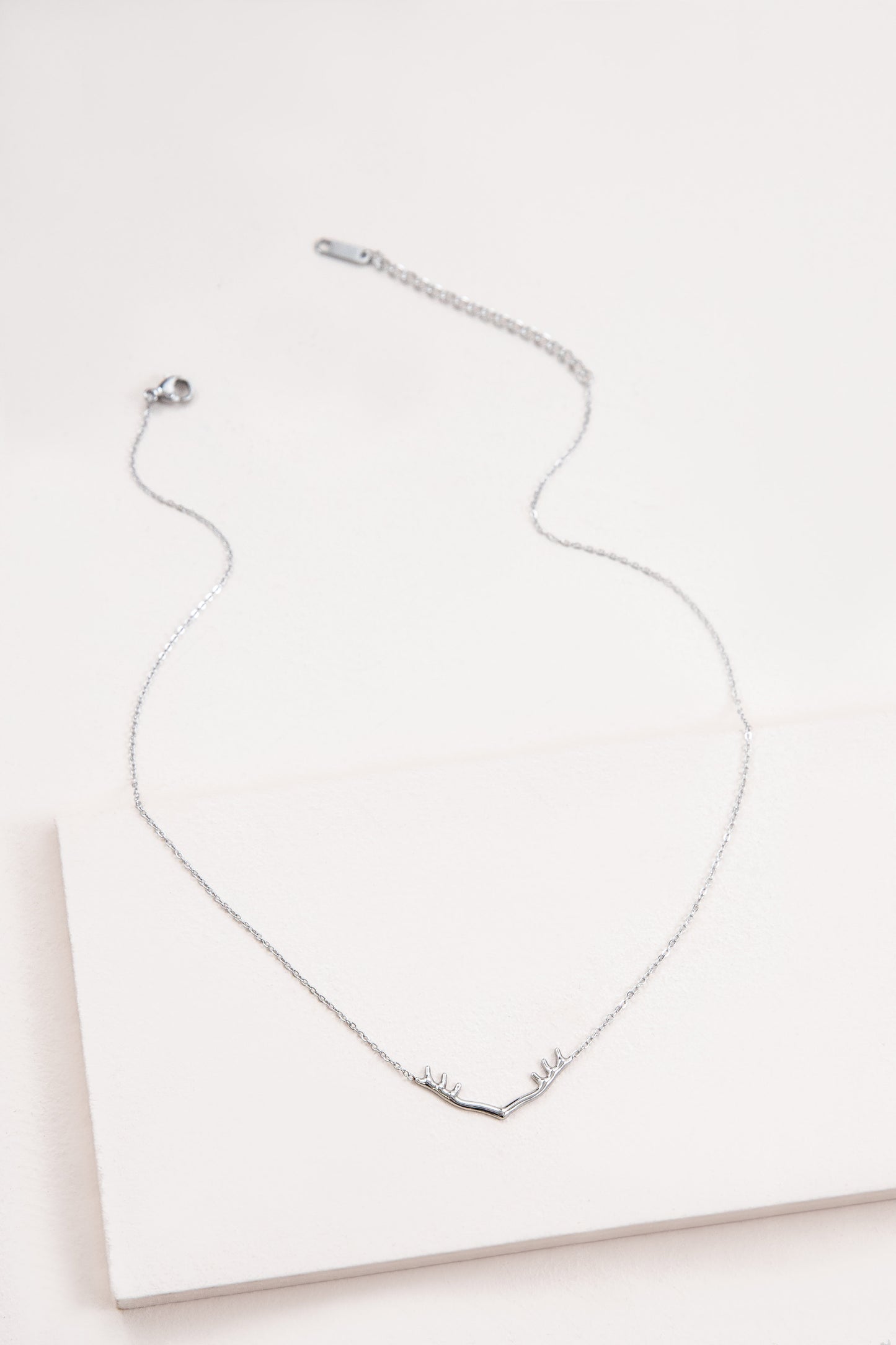 Wide Antler Necklace | Silver