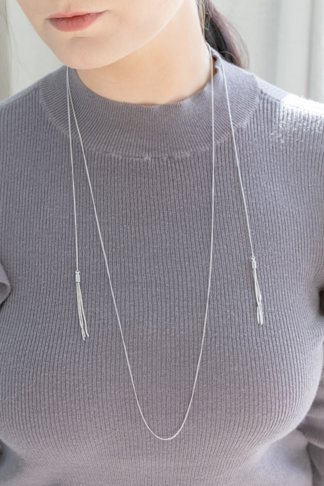 Tsarina Tassel Layered Necklace | Silver