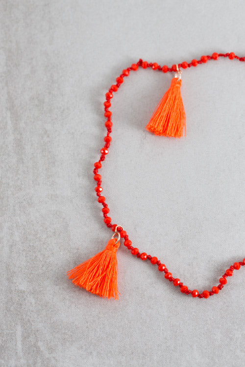 Nayeli Tassel Necklace | Orange