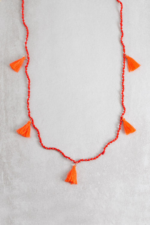 Nayeli Tassel Necklace | Orange