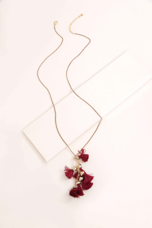 Bijou Tassel Necklace | Burgundy