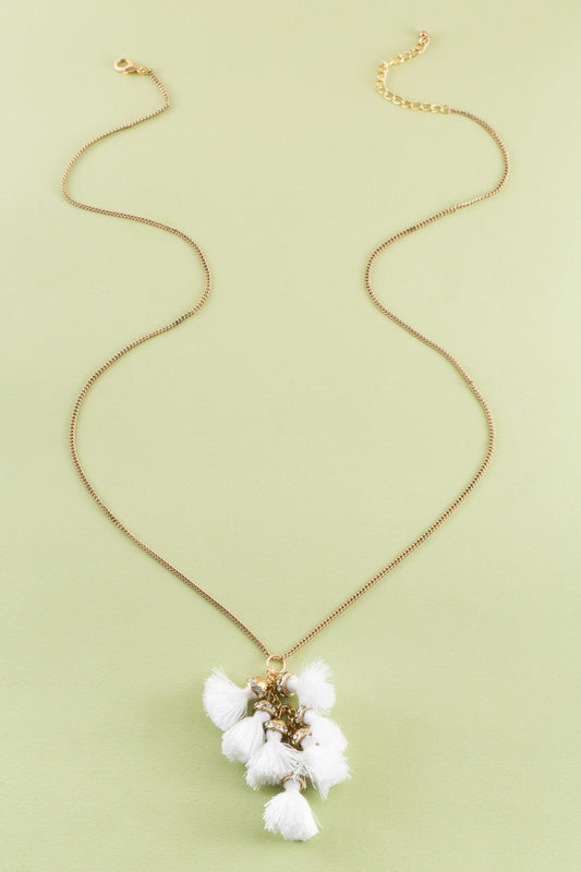 Bijou Tassel Necklace | White