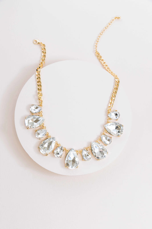 Briel Bejeweled Tear Drop Necklace | Crystal