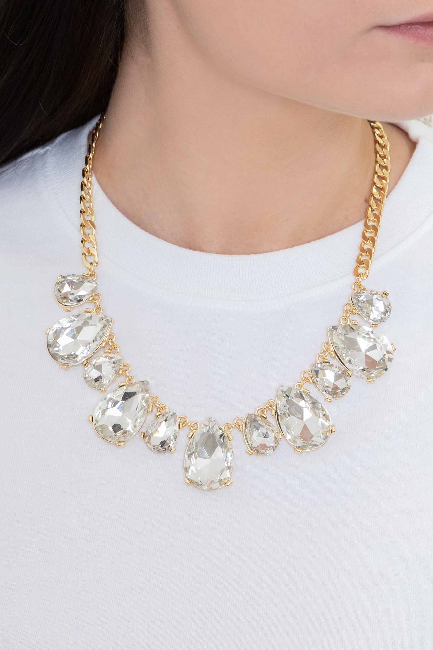 Briel Bejeweled Tear Drop Necklace | Crystal