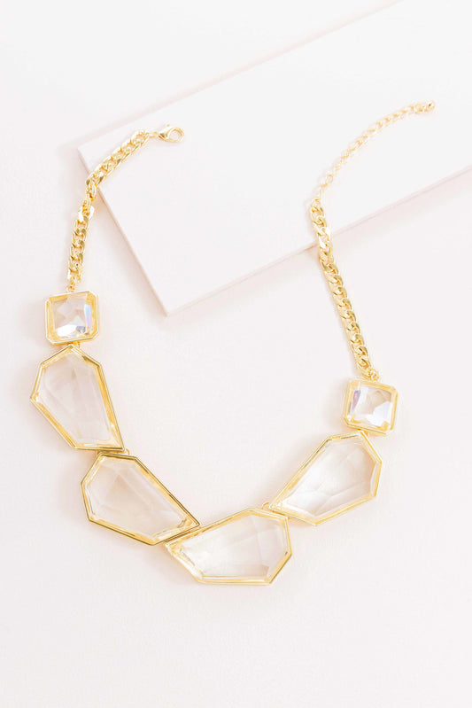 Angled Stone Necklace | Crystal Clear