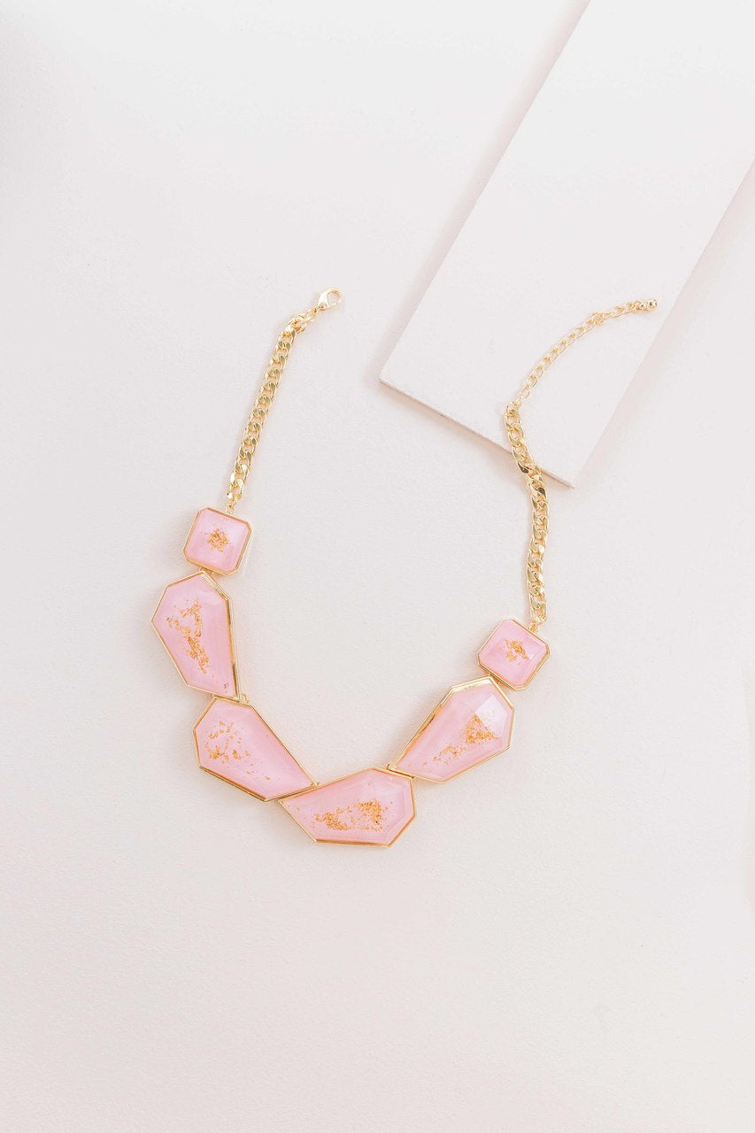 Angled Stone Necklace | Pretty Pink