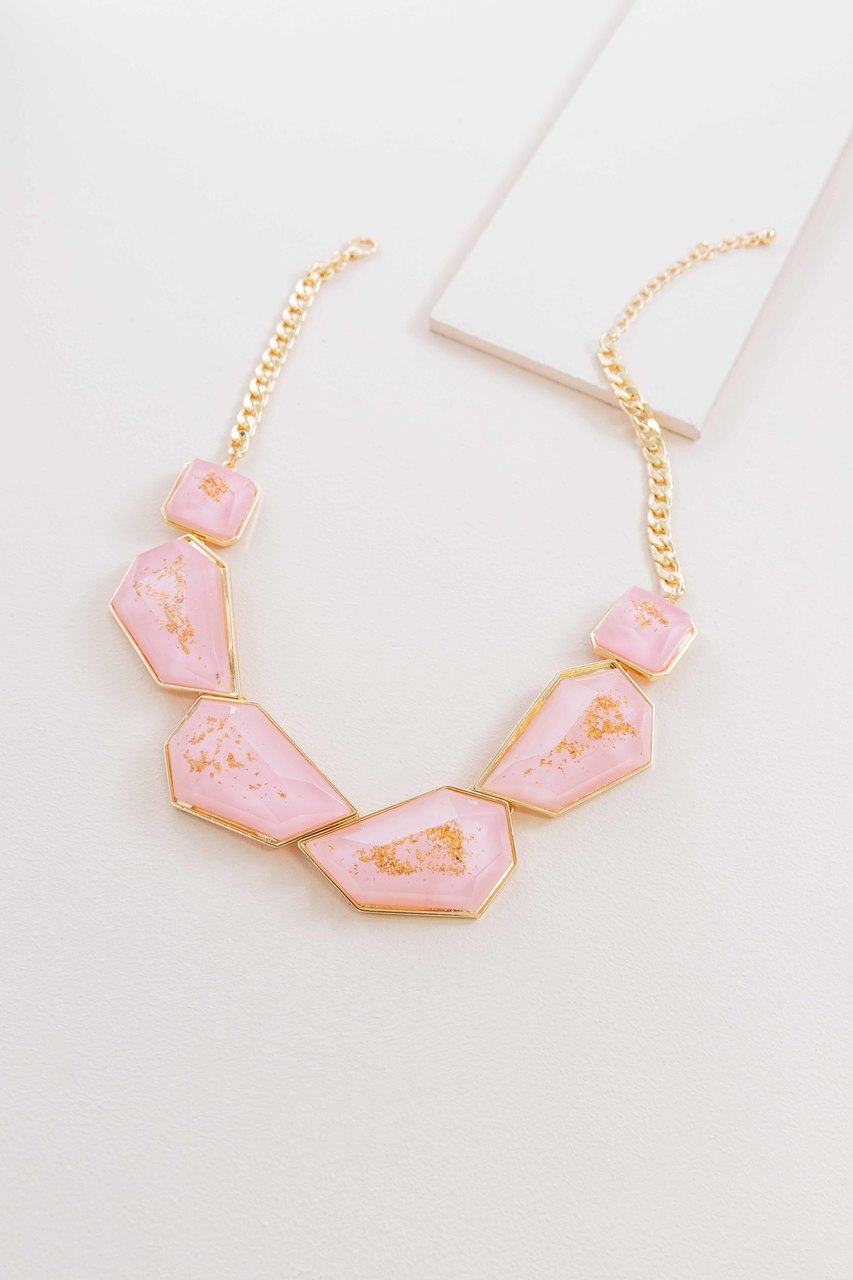 Angled Stone Necklace | Pretty Pink