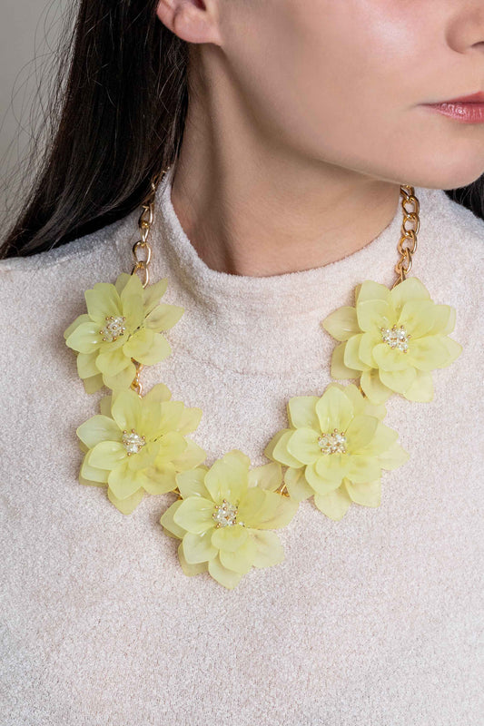 Fashion Forward Floral Necklace | Clear Yellow