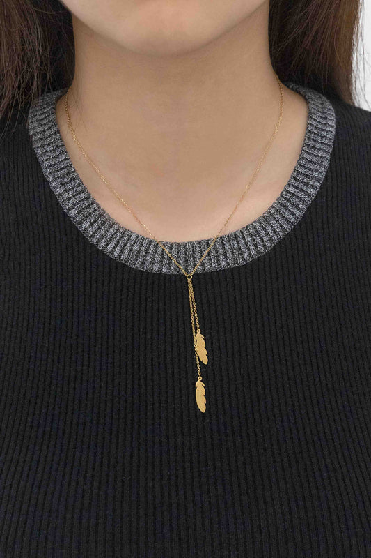 Feather Y-Necklace (14K)