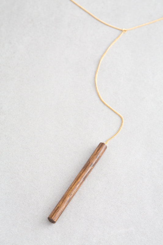 Matchstick Wood Y-Necklace | Walnut