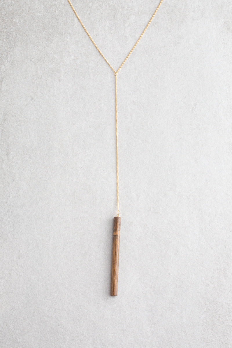 Matchstick Wood Y-Necklace | Walnut