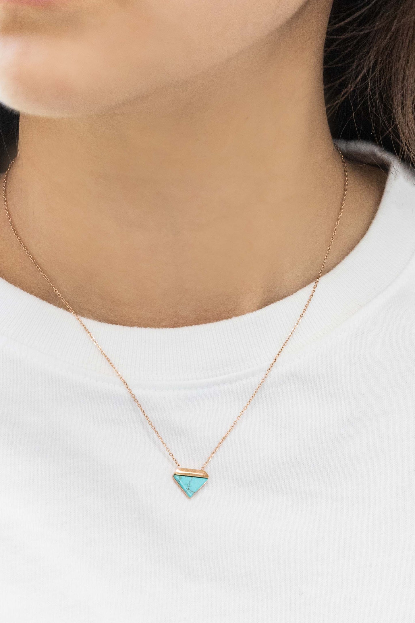 Trigon Stone Necklace | Turquoise (14K)