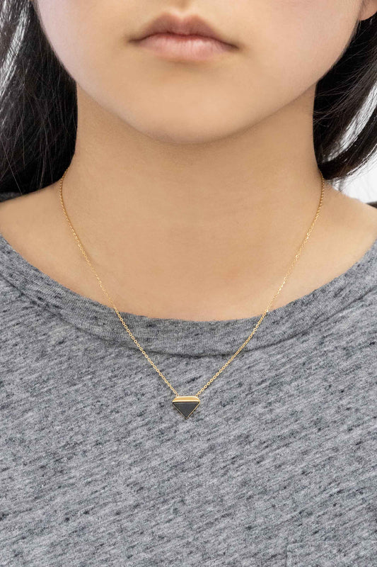 Trigon Stone Necklace | Black (14K)