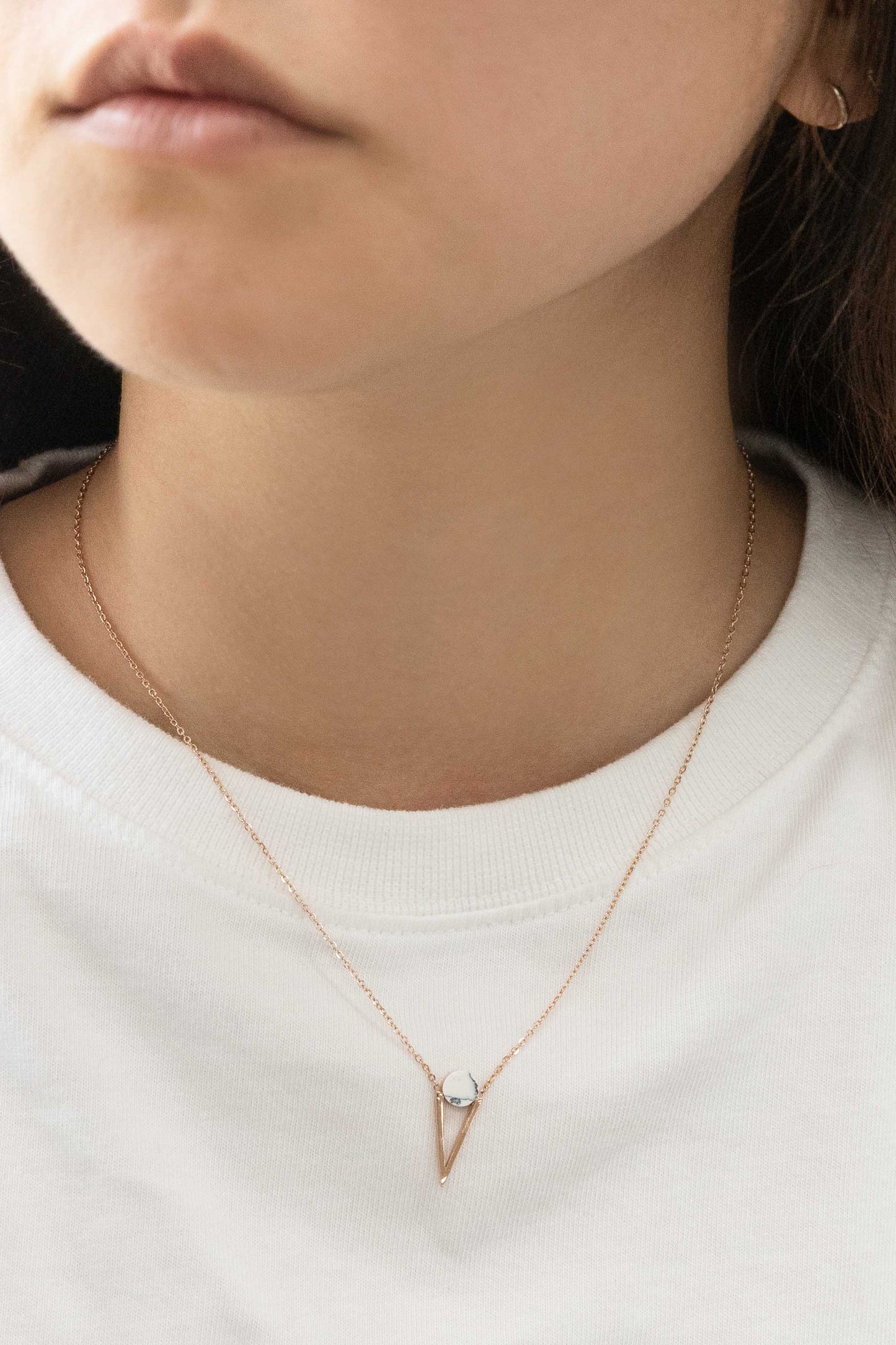 Tensly Point Stone Necklace | Rose Gold (14K)