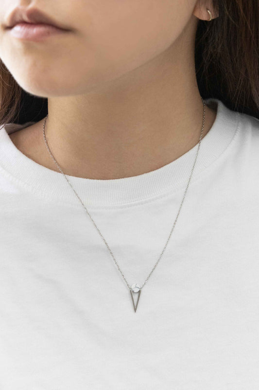 Tensly Point Stone Necklace | Silver