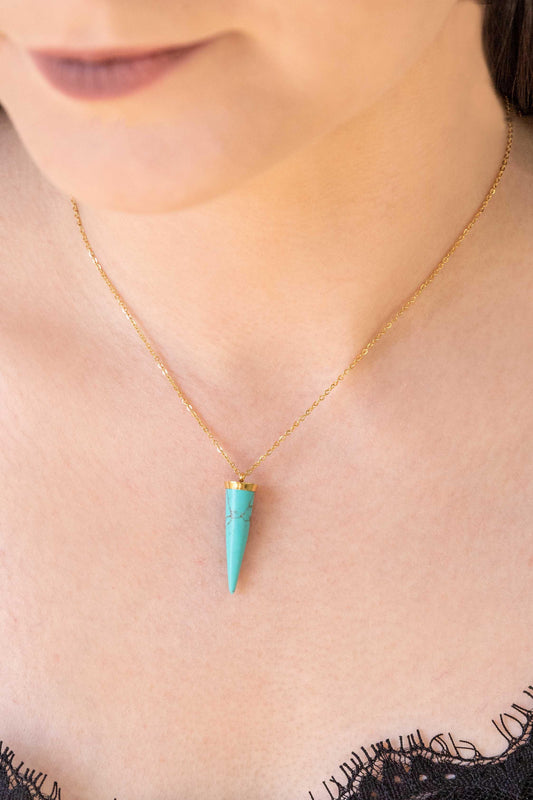 Spike Out Stone Necklace | Turquoise Gold (14K)