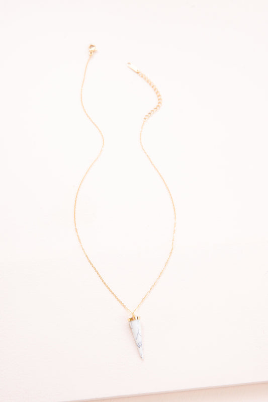 Spike Out Stone Necklace | White Gold (14K)