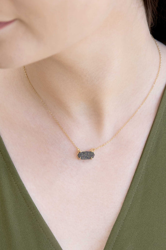 Marquise Druzy Necklace | Slate (14K)