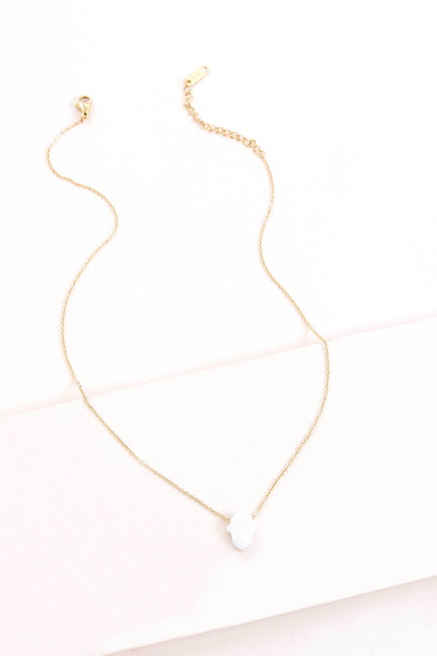 Hamsa Hand Druzy Necklace | Ice White (14K)