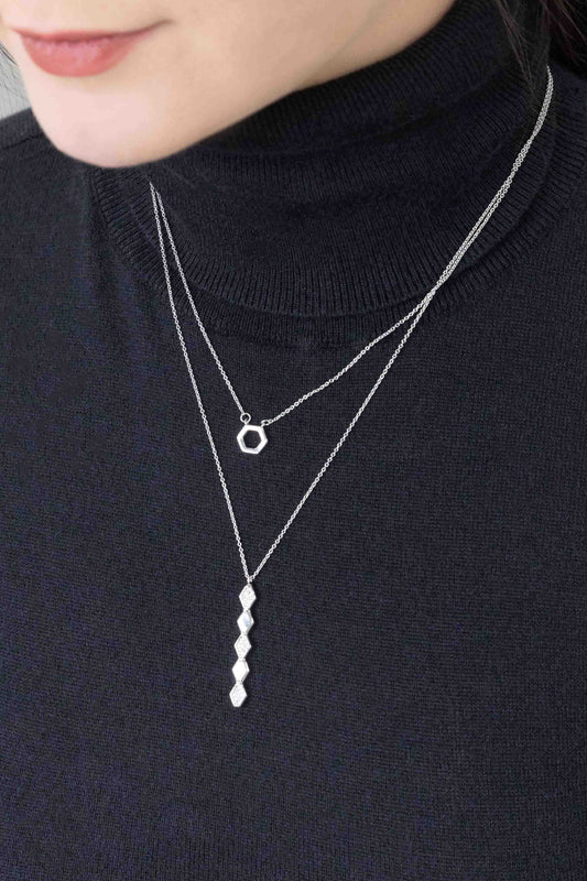 Hexa Diamond Layered Necklace (sterl.)
