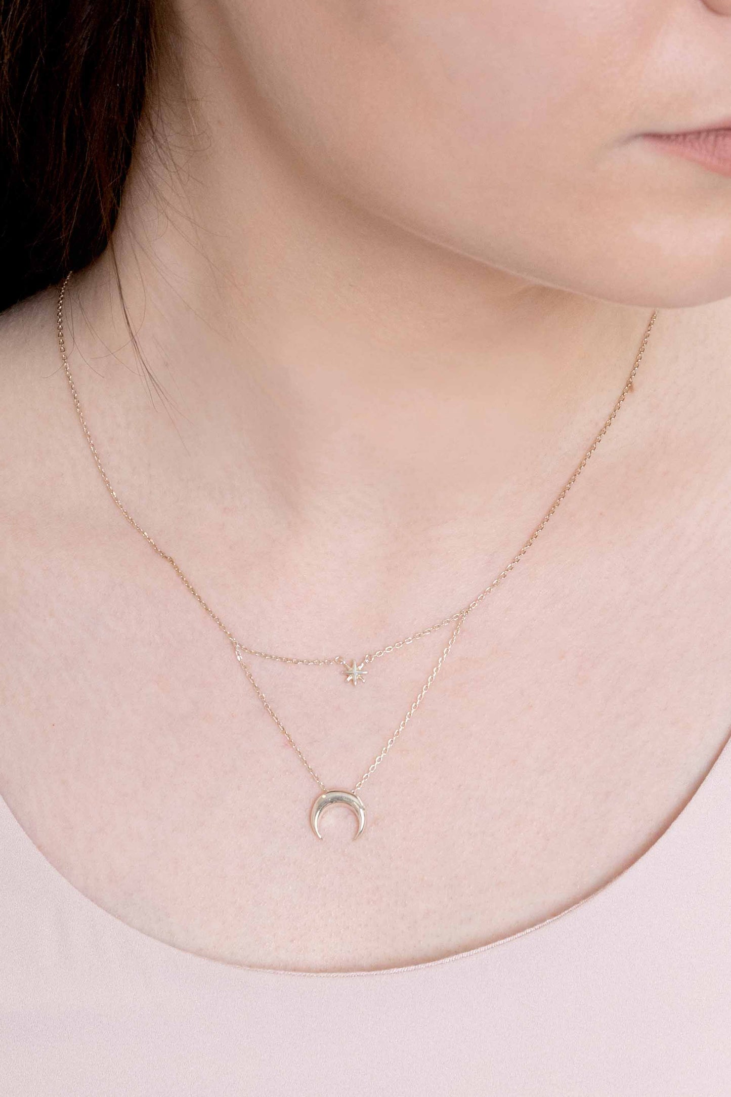 Stars and Moon Align Layered Necklace (sterl.)