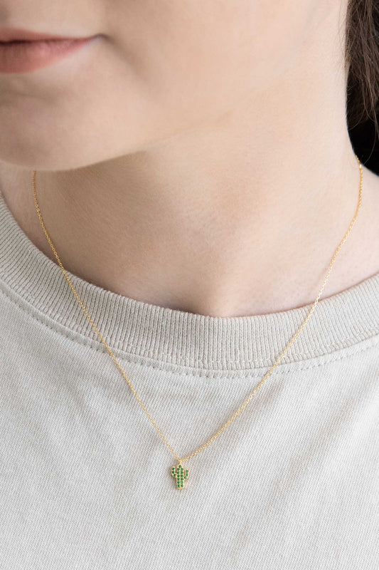 Mini Cactus Necklace (14K)