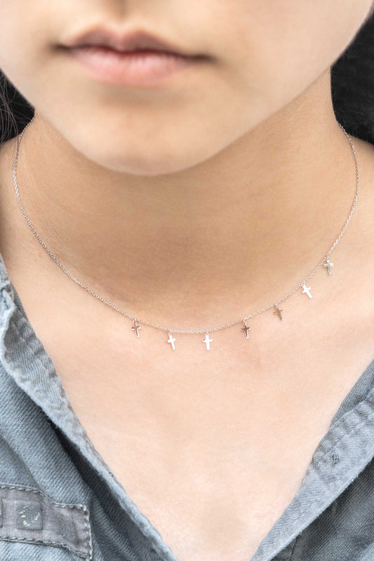 Cross Tassel Drop Necklace | Silver (sterl.)