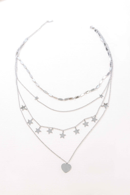 Star-Struck Choker Layered Necklace | Silver