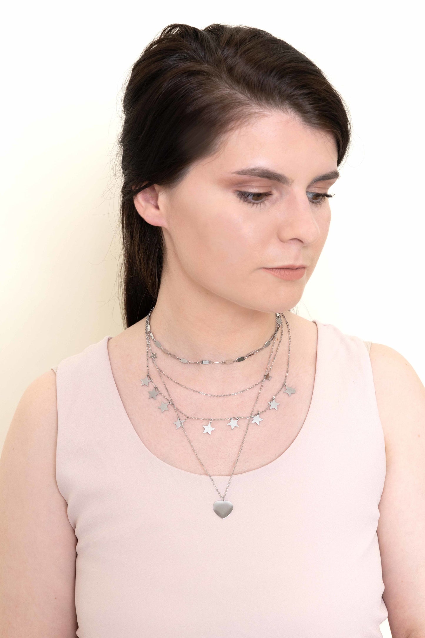 Star-Struck Choker Layered Necklace | Silver