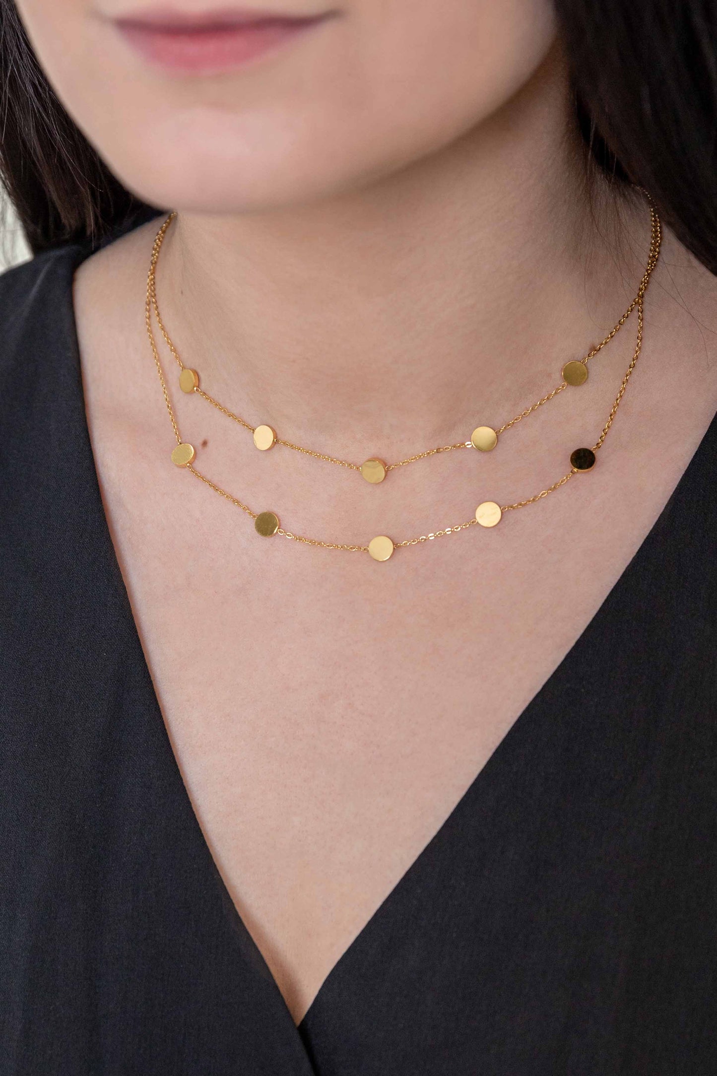 Party Favors Double Layered Necklace (14K) | Gold