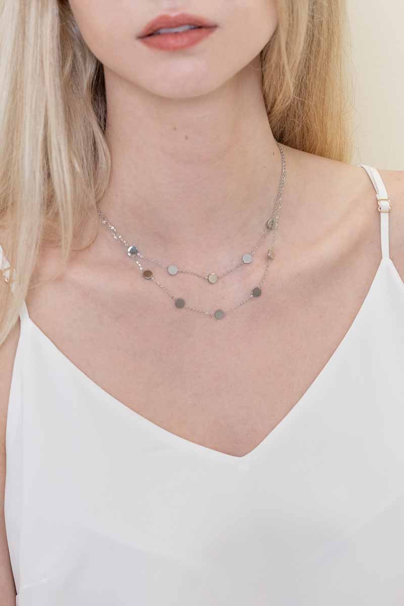 Party Favors Double Layered Necklace | Silver