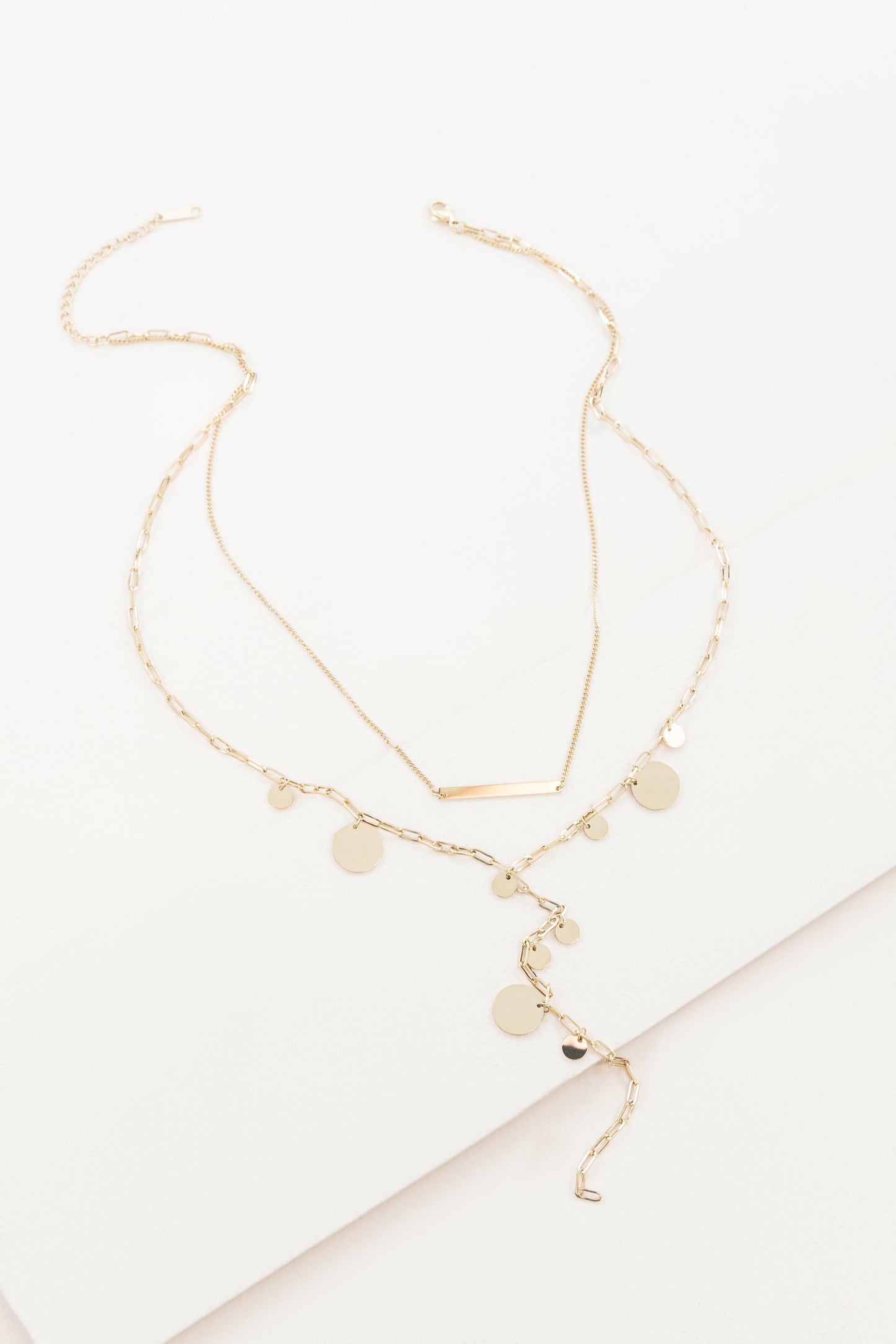 Bubble Layered Lariat Necklace (14K)