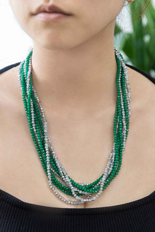 Layered Bead Necklace | Festive Green